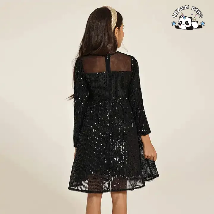 LEZONKIDS - Good Quality Elegant Champagne Prince Long Sleeve Sequin Dress Ball Gown Tulle Dress for 2-13T Kids